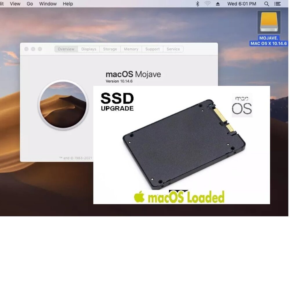 Mac OS Mojave 10.14.6 Preinstalled 512GB 2.5" SSD | For MacBook, iMac, Mac Pro